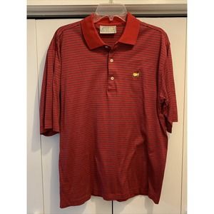 Masters Augusta National Mens Golf Polo Shirt Red White Blue Stripe Size M